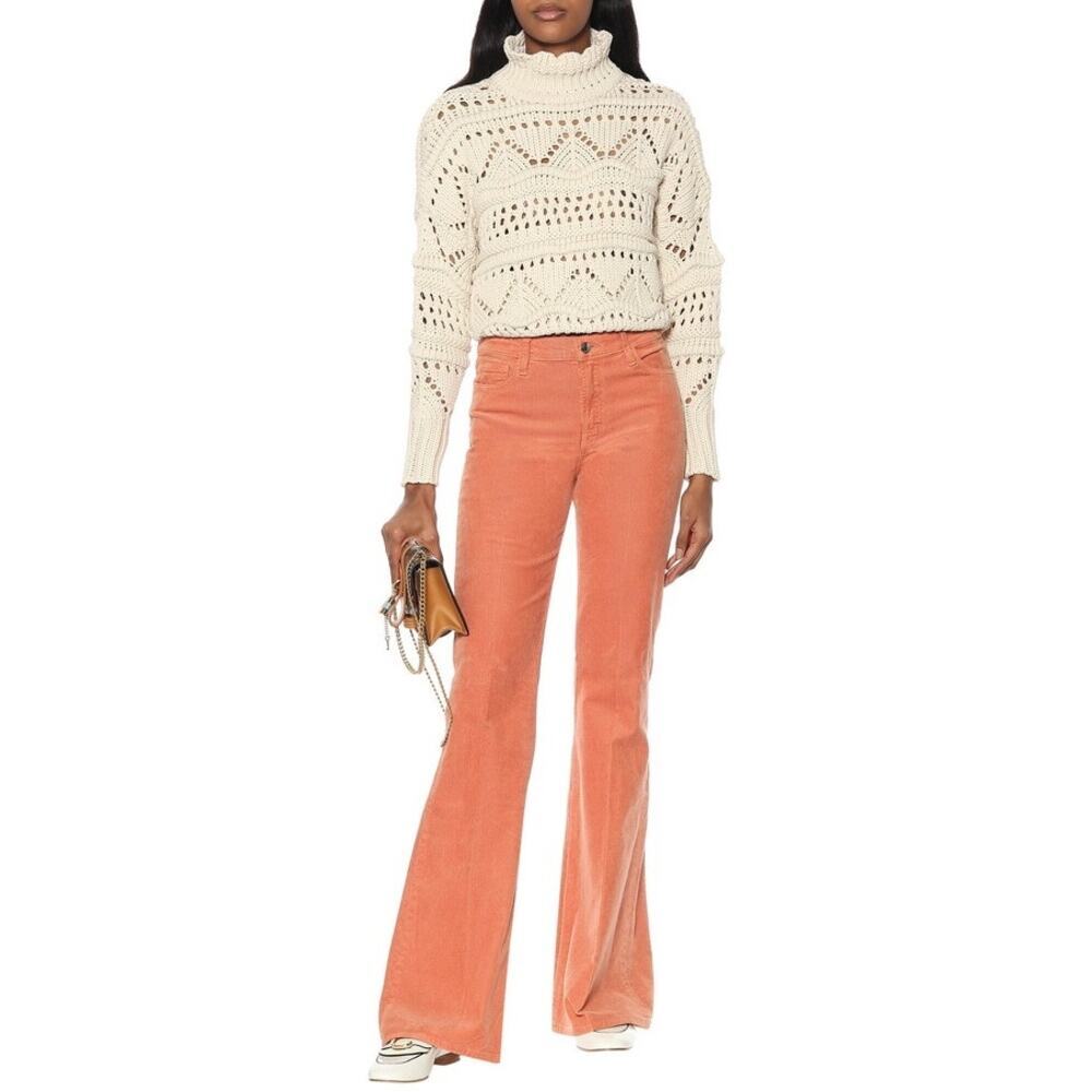 J BRAND Valentina High-rise Corduroy Trousers Orange EUC Size 27 $350 MSRP